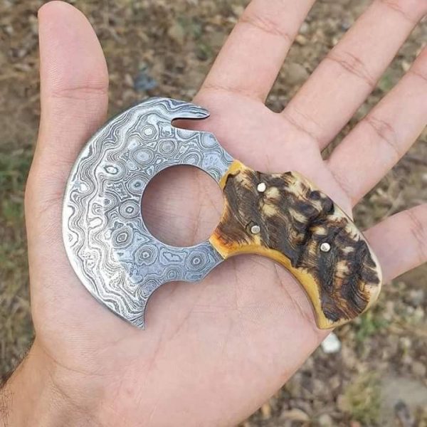 Damascus steel Mini Pizza Cutter With Sheath