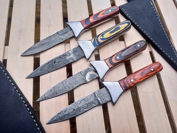 Custom Handmade Damascus Skinning Knife With Leather Sheath