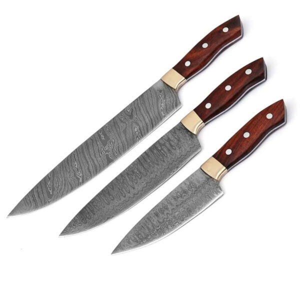 3 pcs Handmade Damascus Chef Set